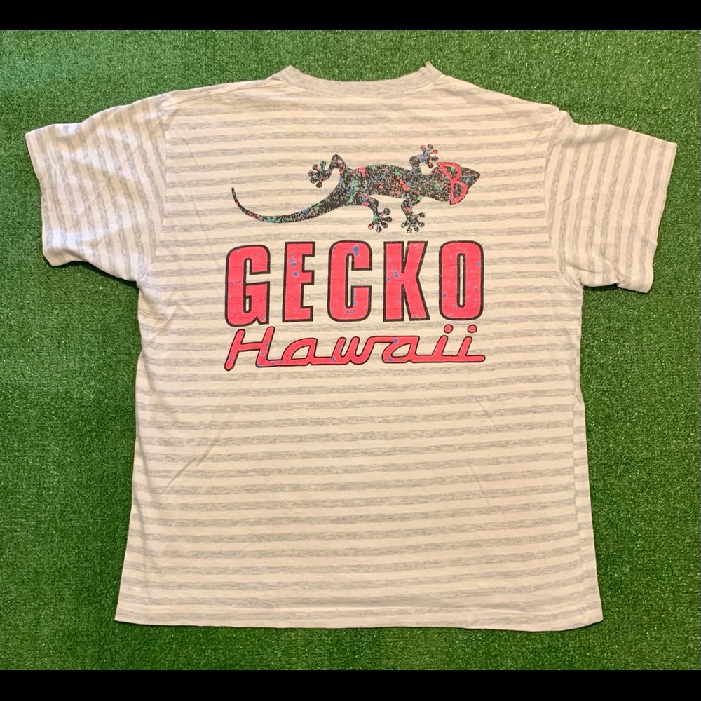 Vintage 90s Gecko Hawaii Striped Single Stitch Tee